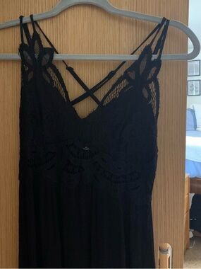 Free People Black Lace-Detail Mini Dress